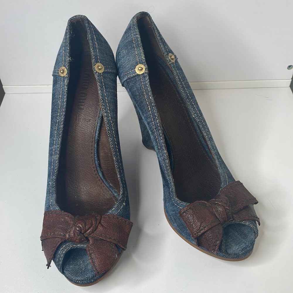 Authentic Miu Miu denim wedges 👠